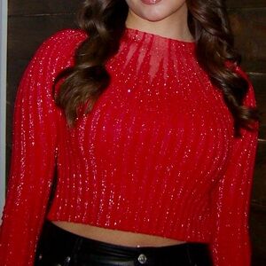 Simons Red Sparkle Blouse